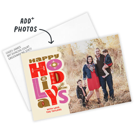 Bold Folk Art Lettering Flat Holiday Photo Card, 
