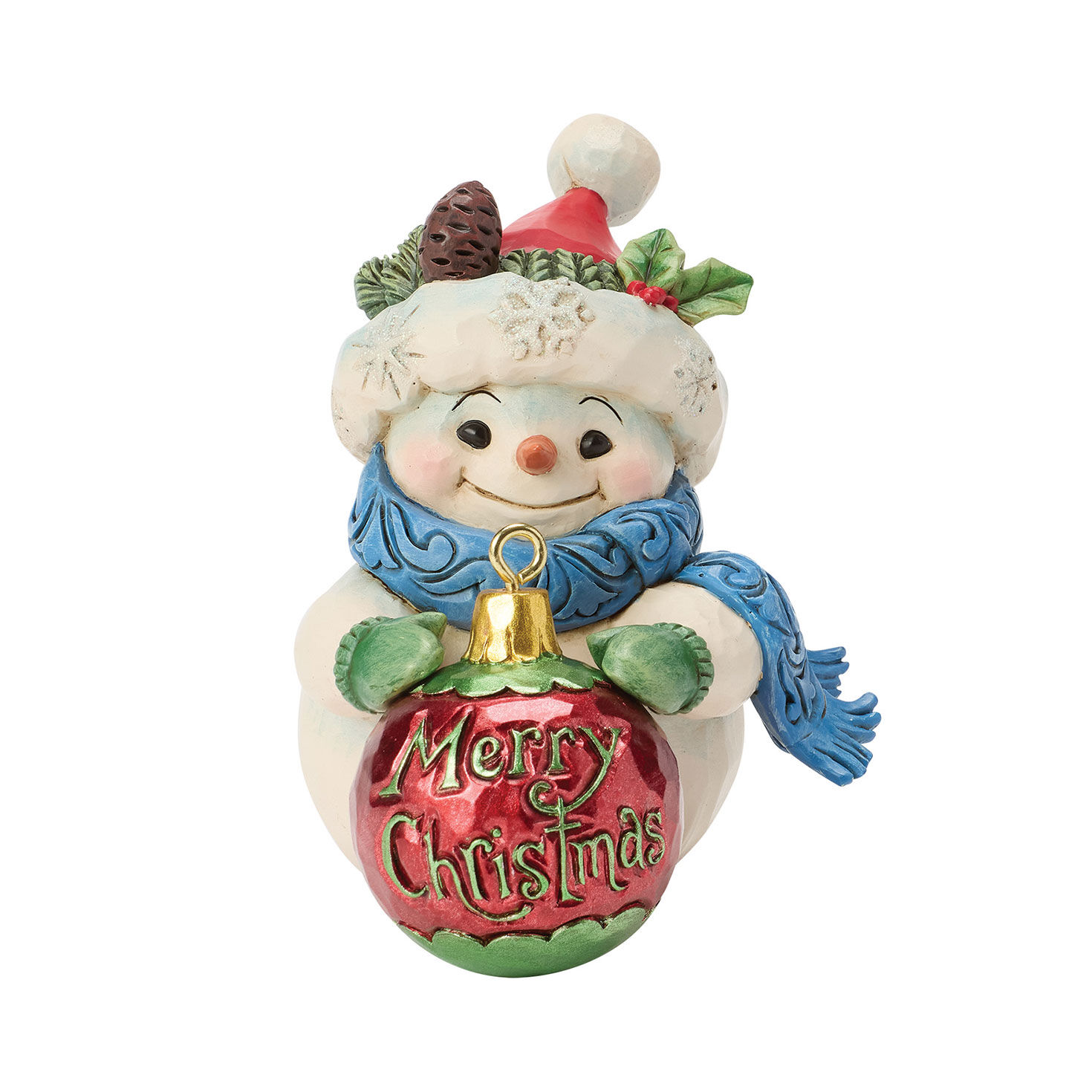 Jim Shore Heartwood Creek Snowman With Ornament Mini Figurine, 3.75"