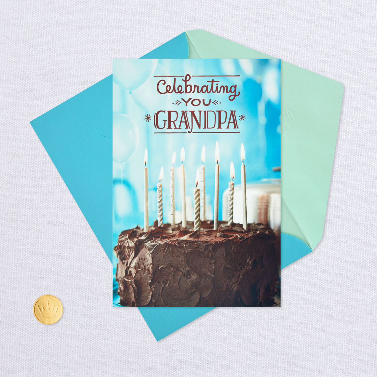 Cake, Candles and Balloons Birthday Card for Grandpa - Greeting Cards ...