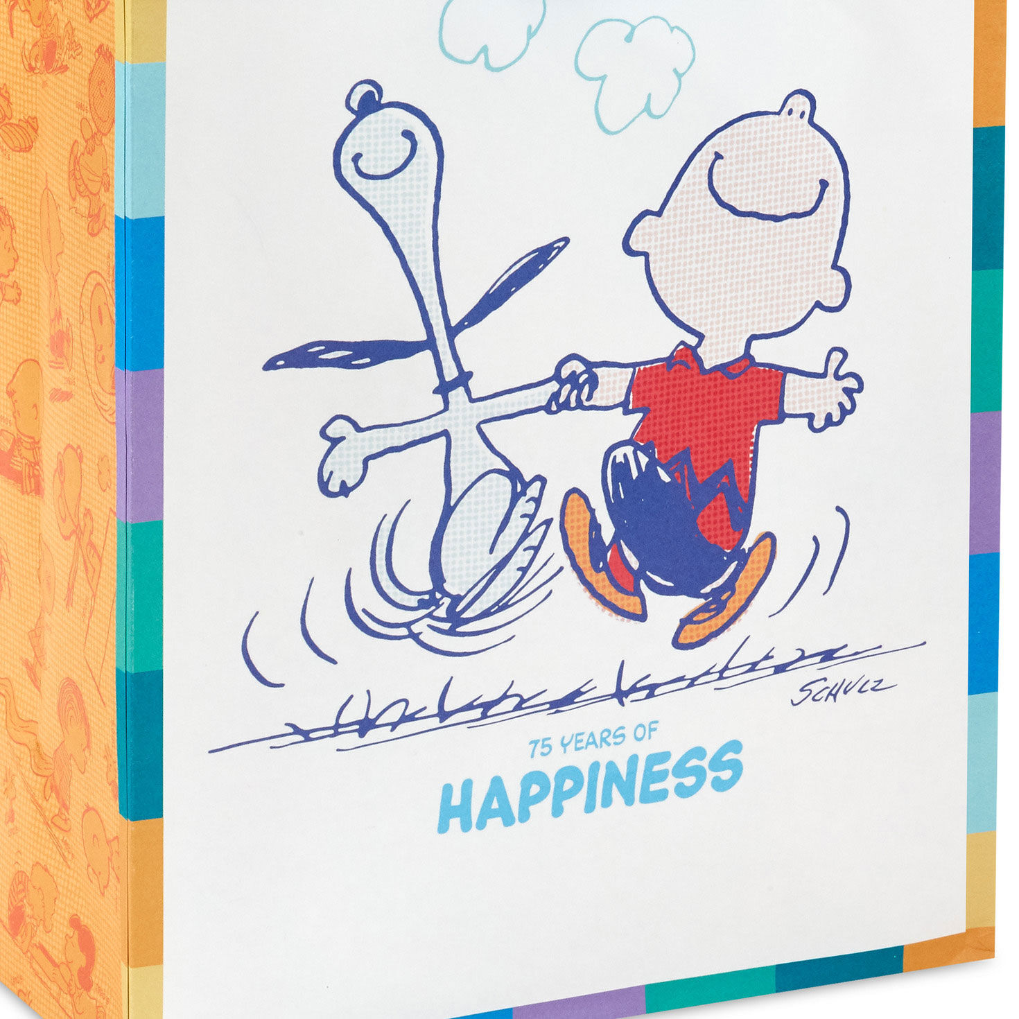 9.6" Peanuts® 75th Anniversary Happy Dance Medium Gift Bag for only USD 3.49 | Hallmark