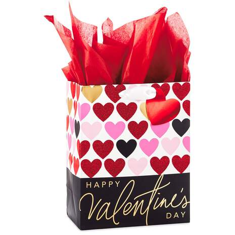 Happy Valentine's Day Medium Gift Bag With Tissue Paper, 9.6", , large