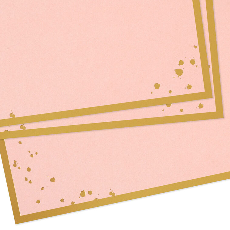 Gold Foil and Pink Single-Panel Note Cards Pack  image number 3