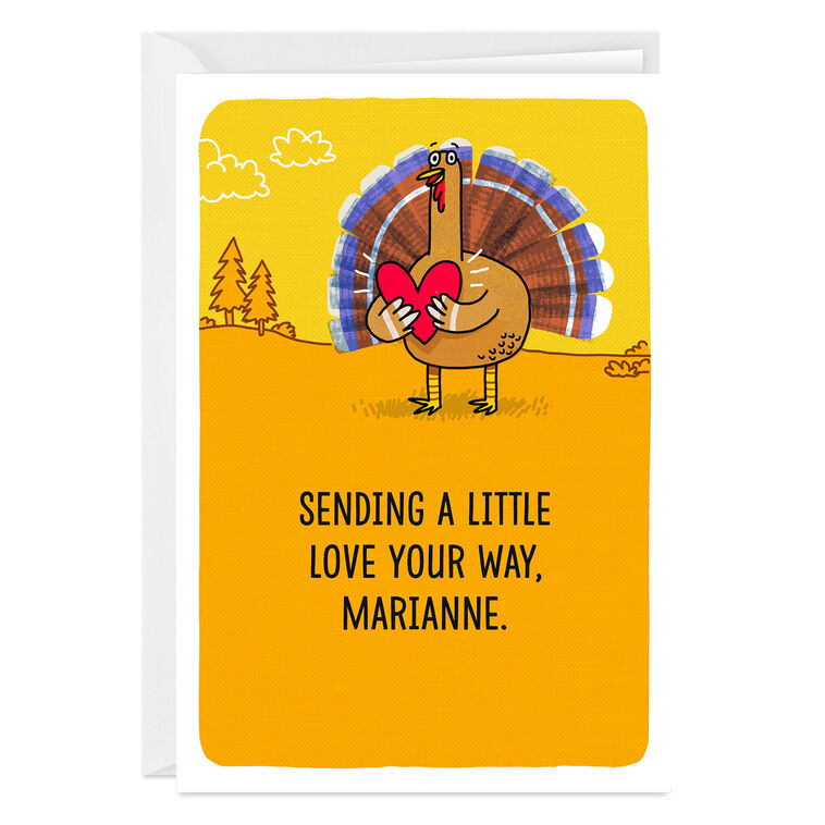 Turkey Sending Love Custom Thanksgiving Card