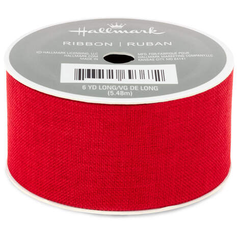 Red 1.5" Linen Ribbon, 18', , large