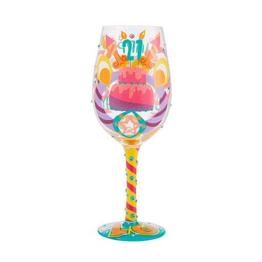 Lolita Happy 21st Birthday Handpainted Wine Glass, 15 oz., 