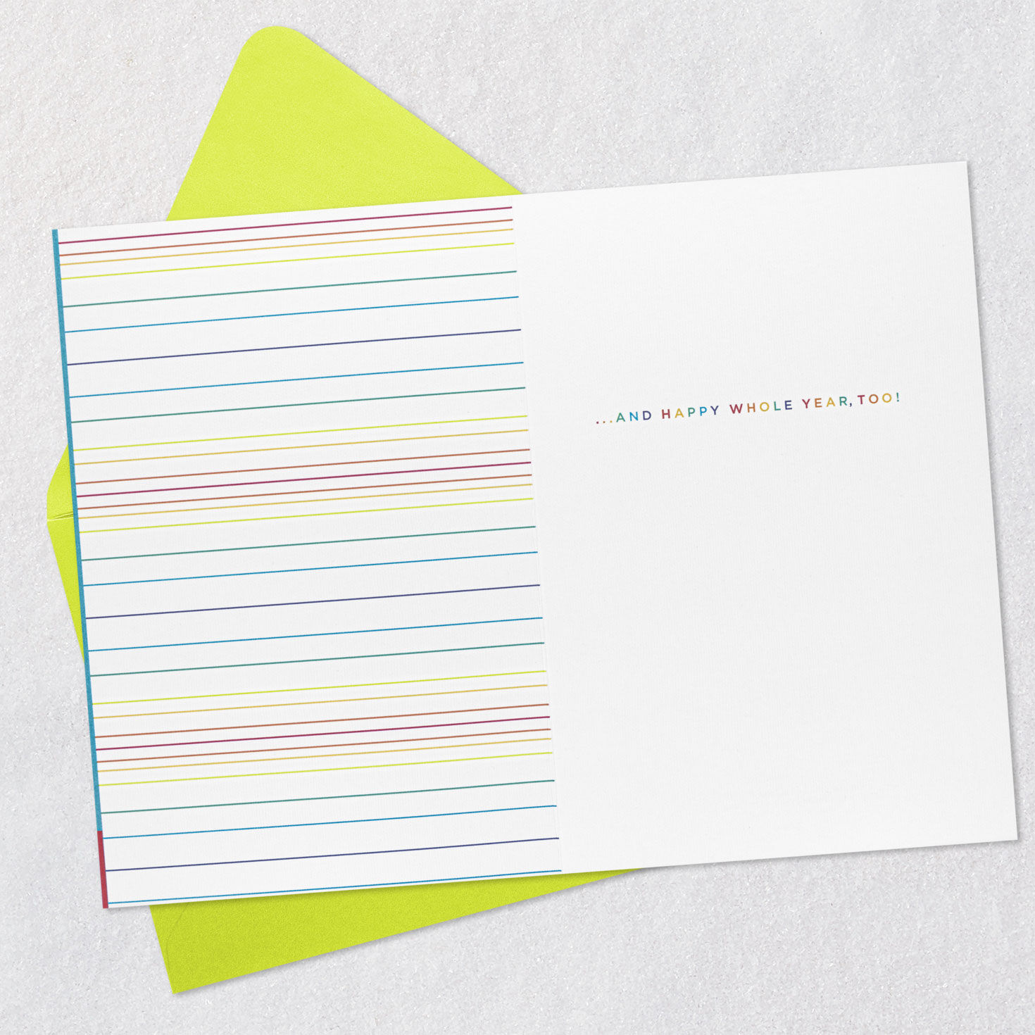 Rainbow Banner on Cake Birthday Card Open card with envelope image number 3