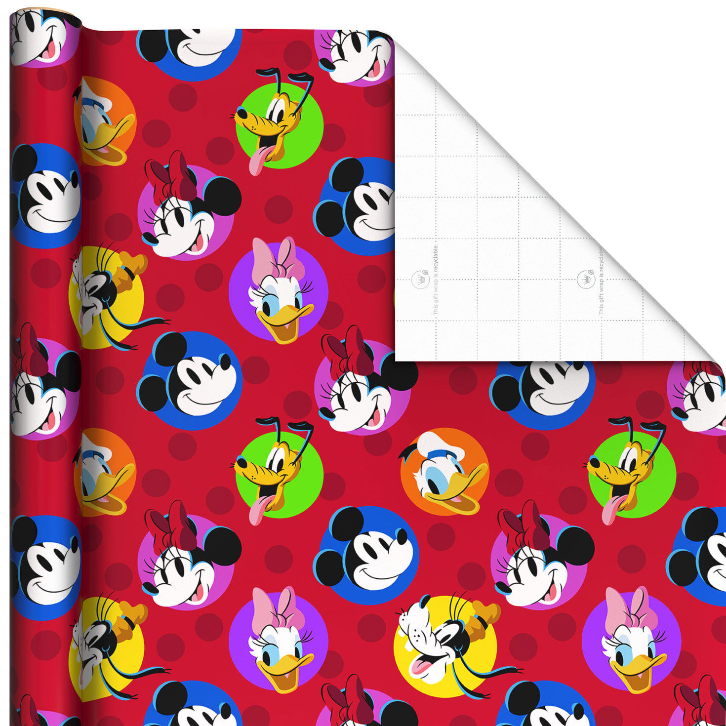 Disney Mickey Mouse and Friends on Red Wrapping Paper Roll, 17.5 sq. ft.