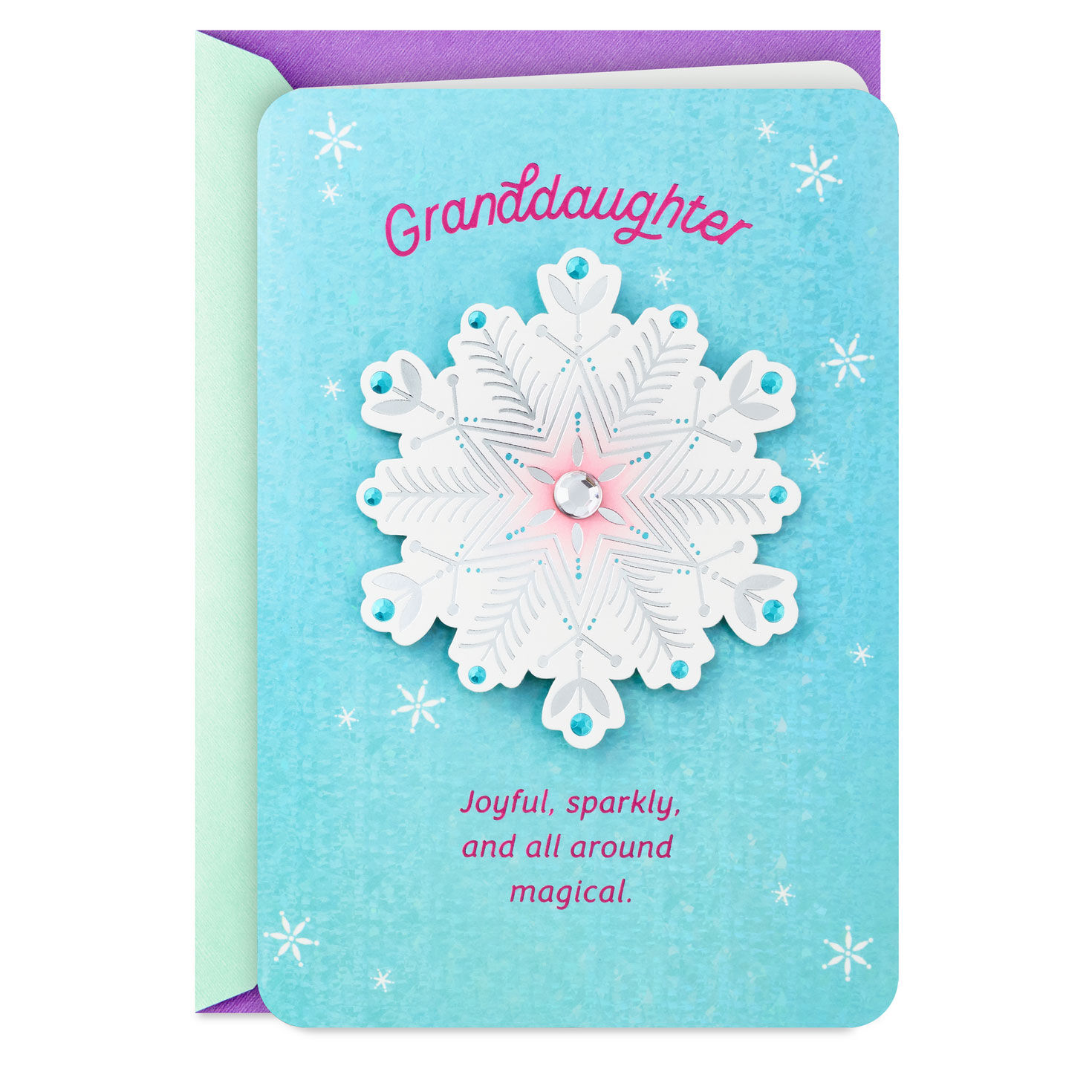 Joyful, Sparkly, Magical Christmas Card for Granddaughter