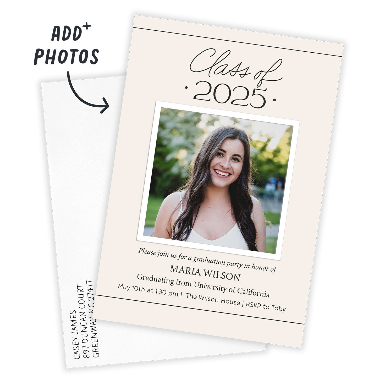 Sophisticated Simplicity Class of 2025 Graduation Invitation, , large image number 2