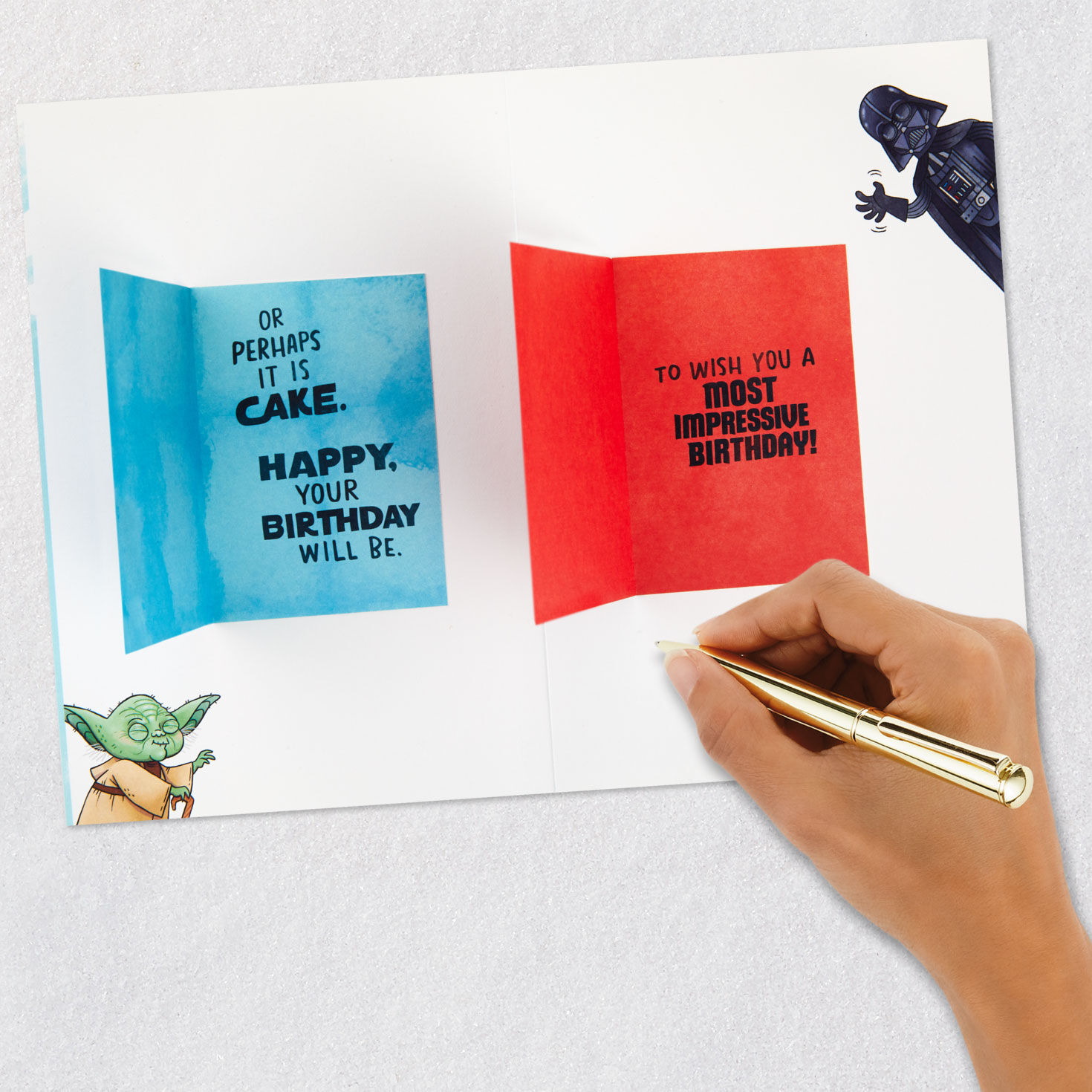 Darth Vader and Yoda Funny Birthday Card in a Card signing card image number 10