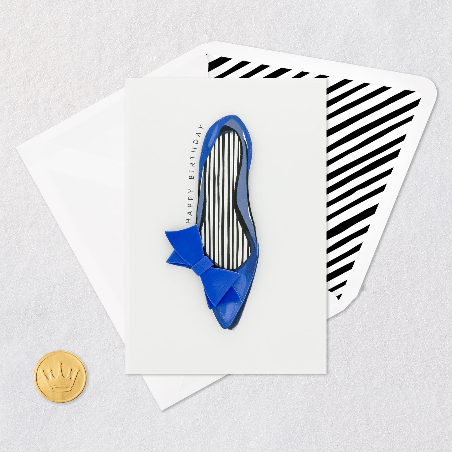 Blue High Heel with Bow Birthday Card for Her Card Front with Envelope and Gold Seal image number 5