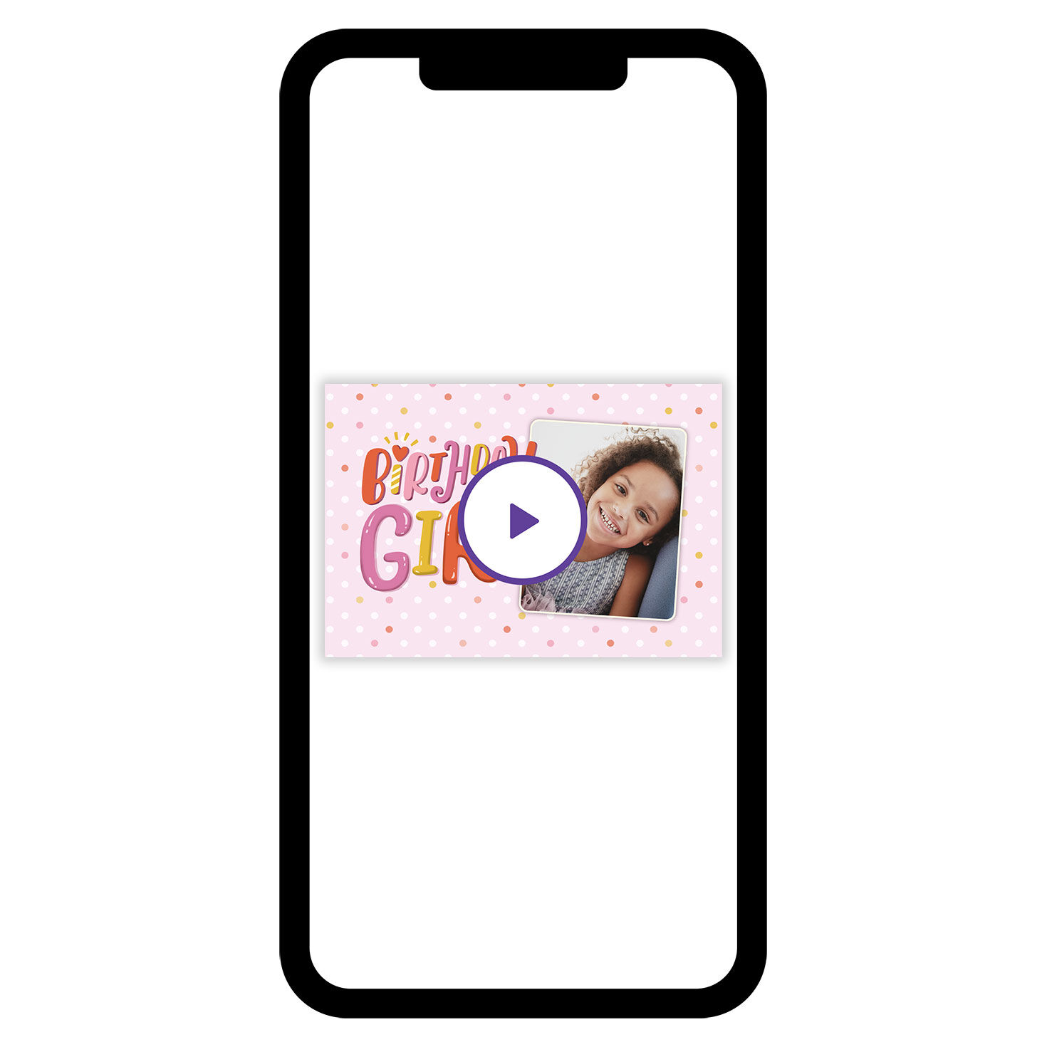 Pink Birthday Girl Personalized Card phone with card front image number 1