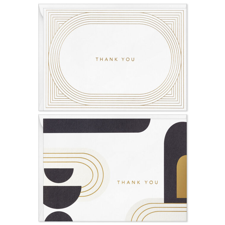 Gold and Black Geometric Thank You Notes Pack card fronts image number 1
