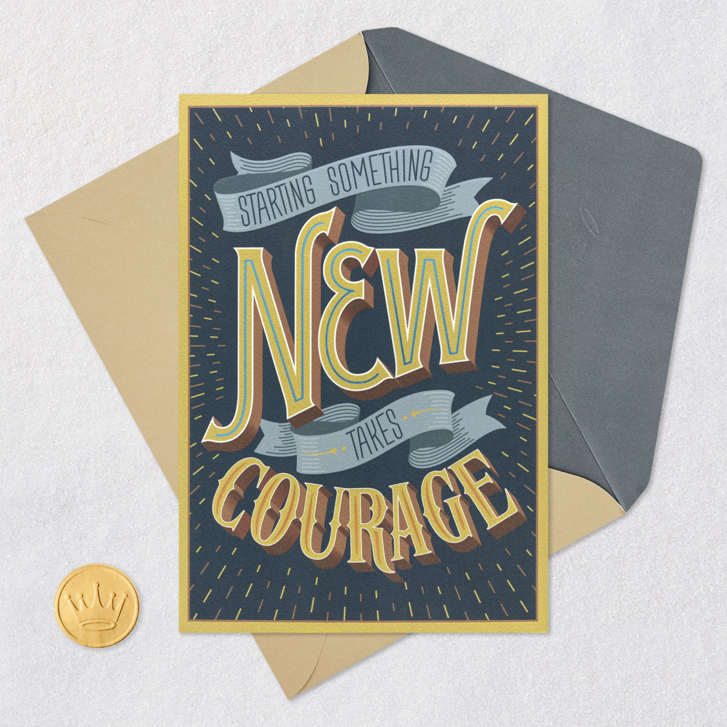 New Beginnings Banner Lettering Congratulations Card Card Front with Envelope and Gold Seal image number 5