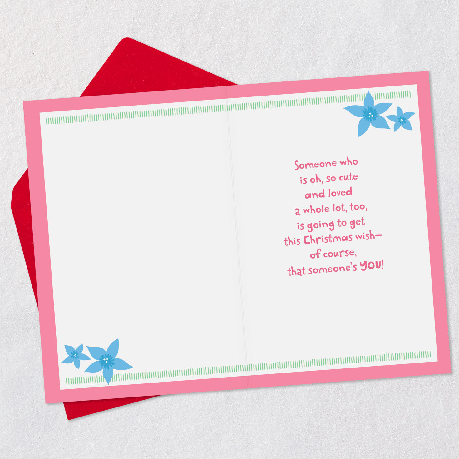 Penguin on Pink Christmas Card for Great-Granddaughter Open card with envelope image number 3