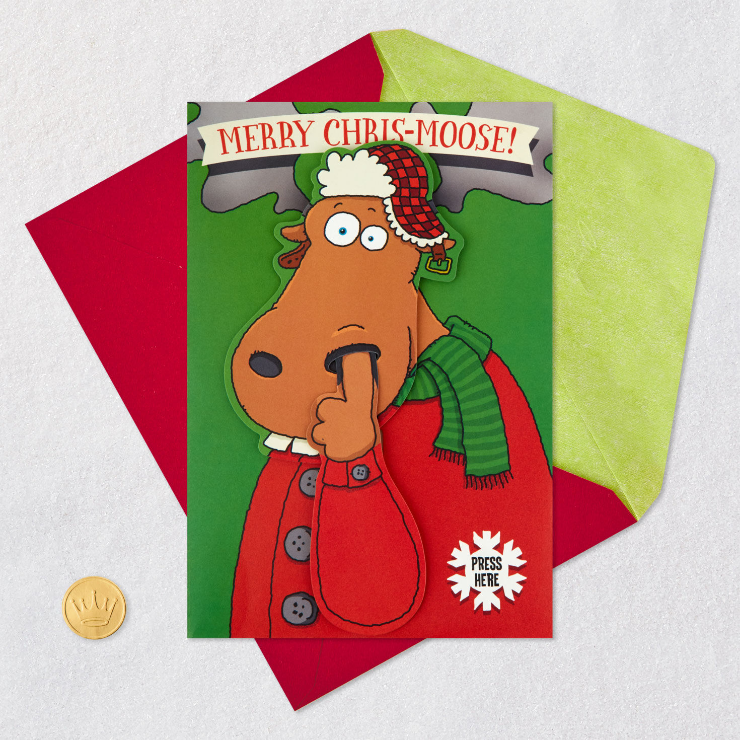 Nose-Picking Moose Funny Musical Christmas Card With Motion, , large image number 5