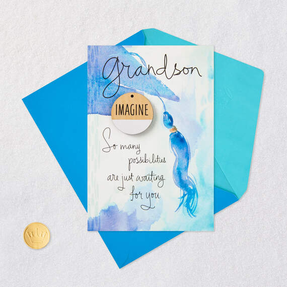 Grandson, So Many Possibilities Graduation Card With Imagine Token, , large image number 7