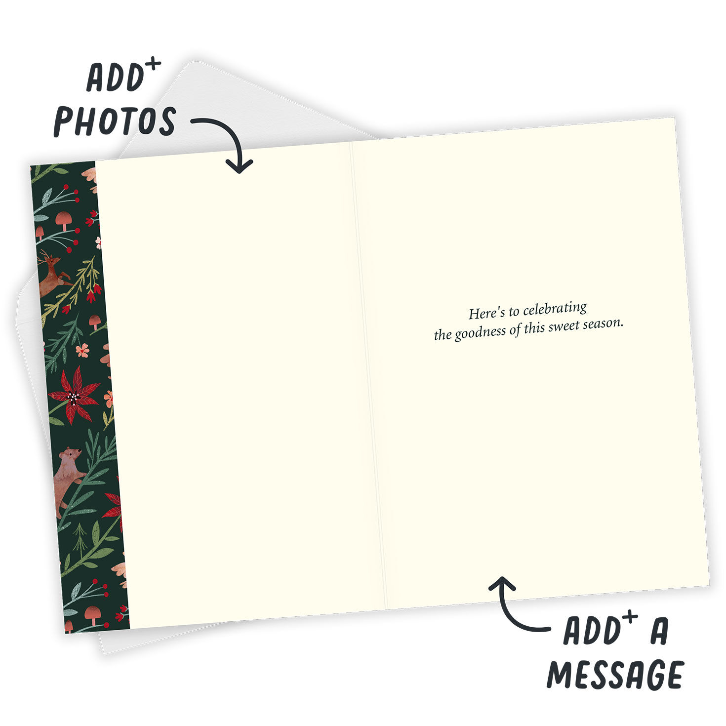 Colorful Woodland on Green Custom Christmas Card, , large image number 4