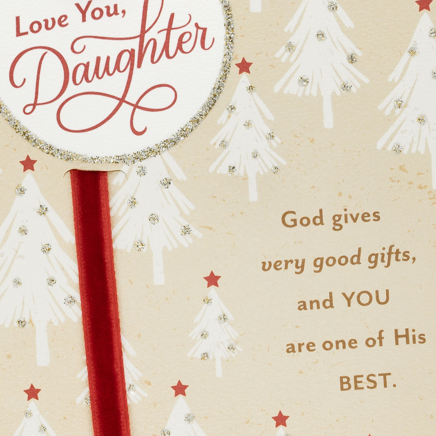 Glitter Trees Daughter Religious Christmas Card Card Front Detail image number 5