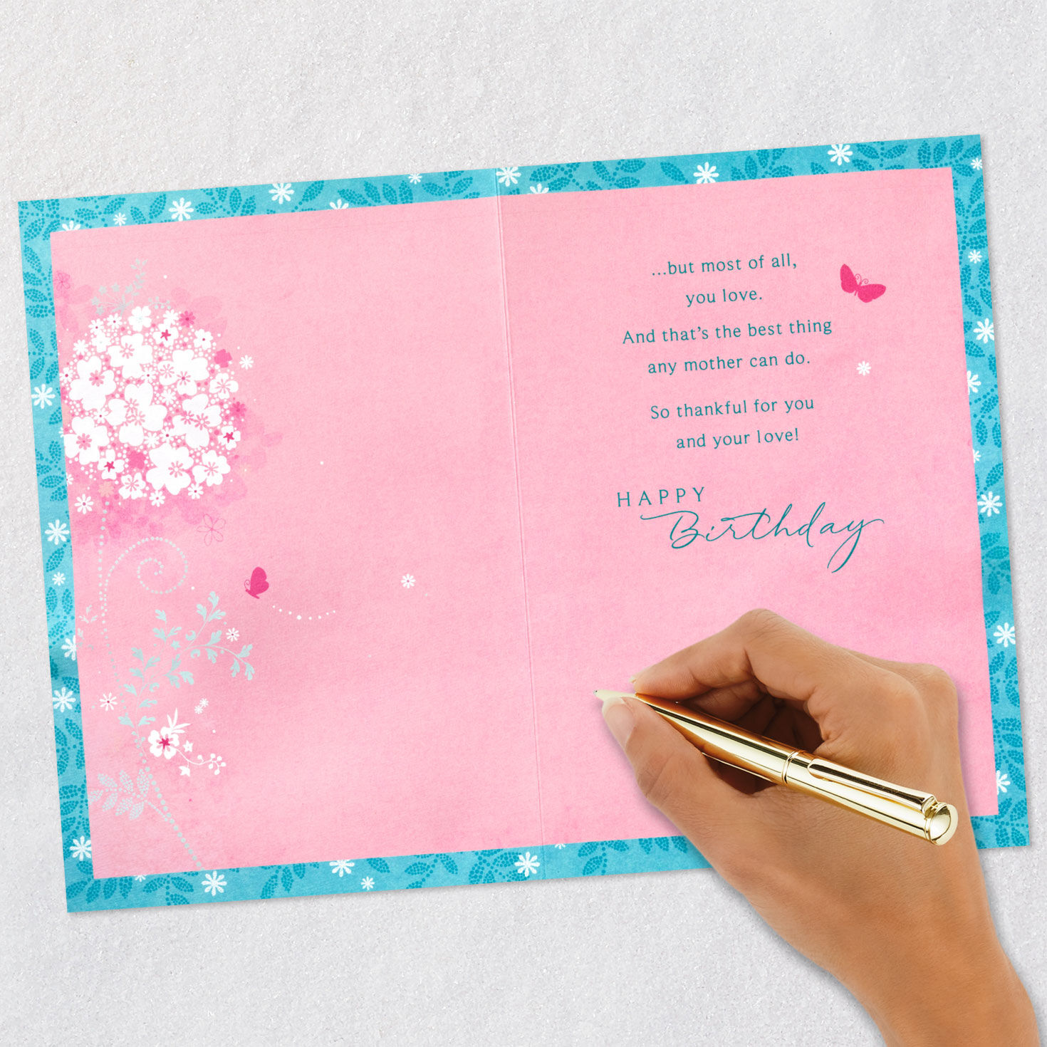 Butterfly and Flowers Mom Birthday Card Signing card image number 6