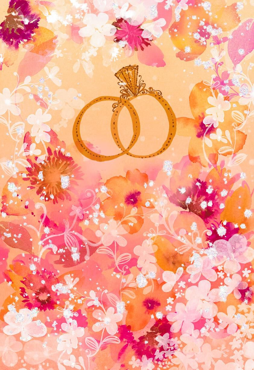 Wedding Rings and Flowers Wedding Card