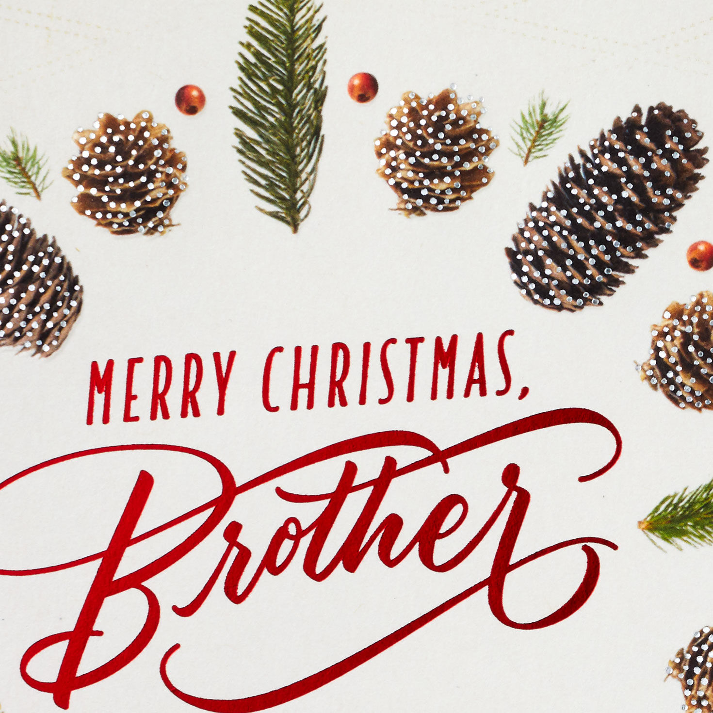 Pinecone Wreath Christmas Card for Brother Card Front Detail image number 5