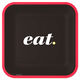 Black and Red "Eat" Square Dinner Plates, Set of 8