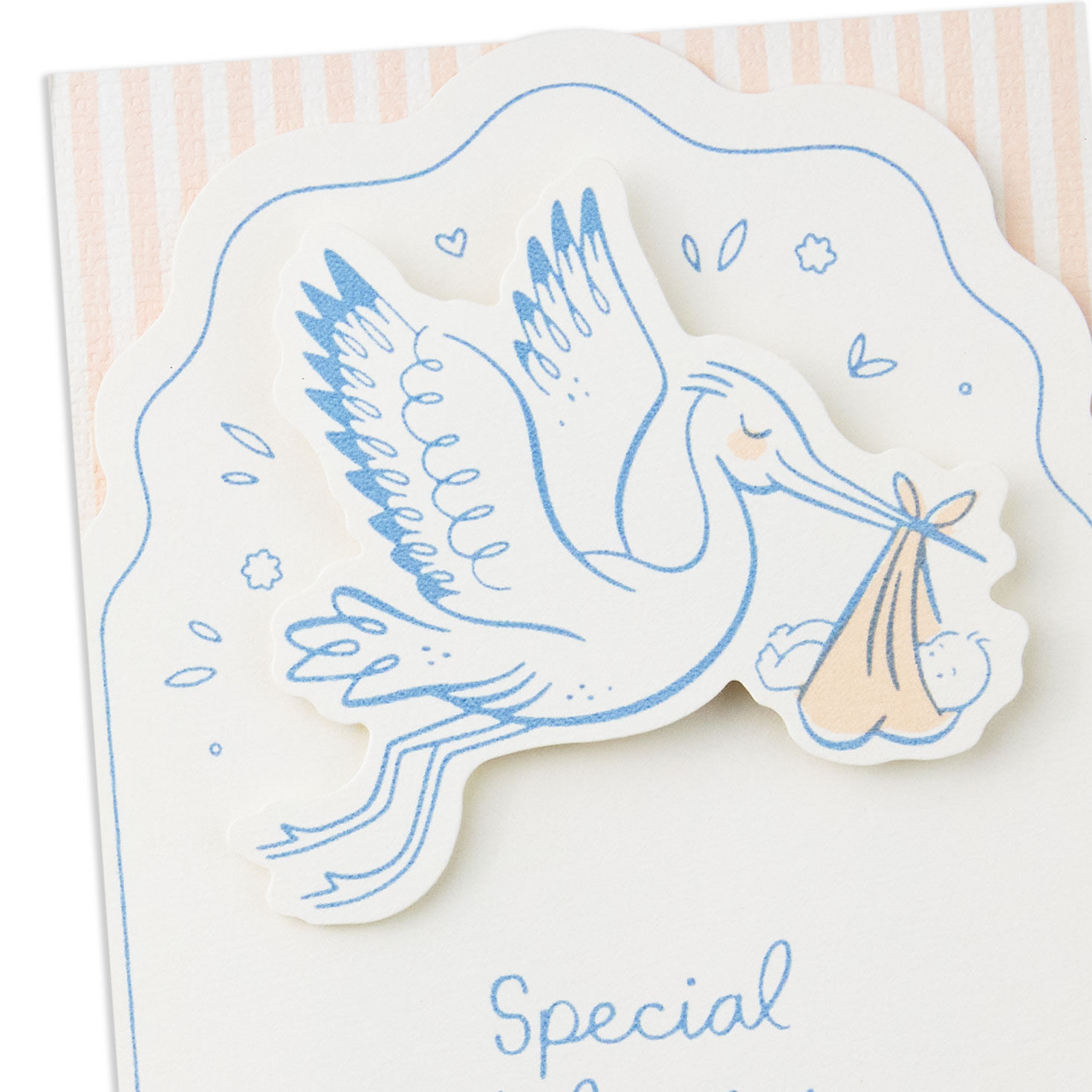 Yellow and Navy Stork Money Holder New Baby Shower Card Card Front Detail image number 4