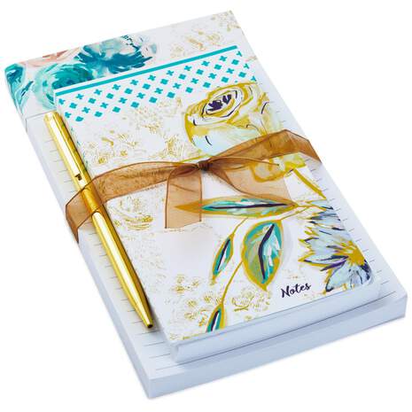 Patina Vie Blue Peony and Floral Memo Pads 3-Pack With Pen, , large