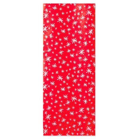 White Snowflakes on Red Holiday Tissue Paper, 6 sheets, , large