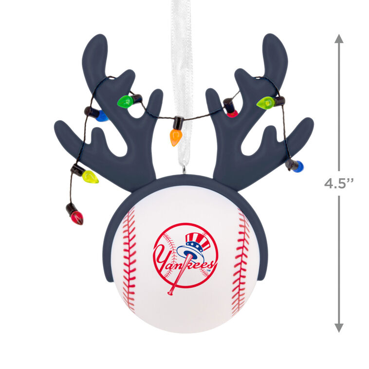 Yankees Reindeer Baseball Christmas Ornament measurement image number 3