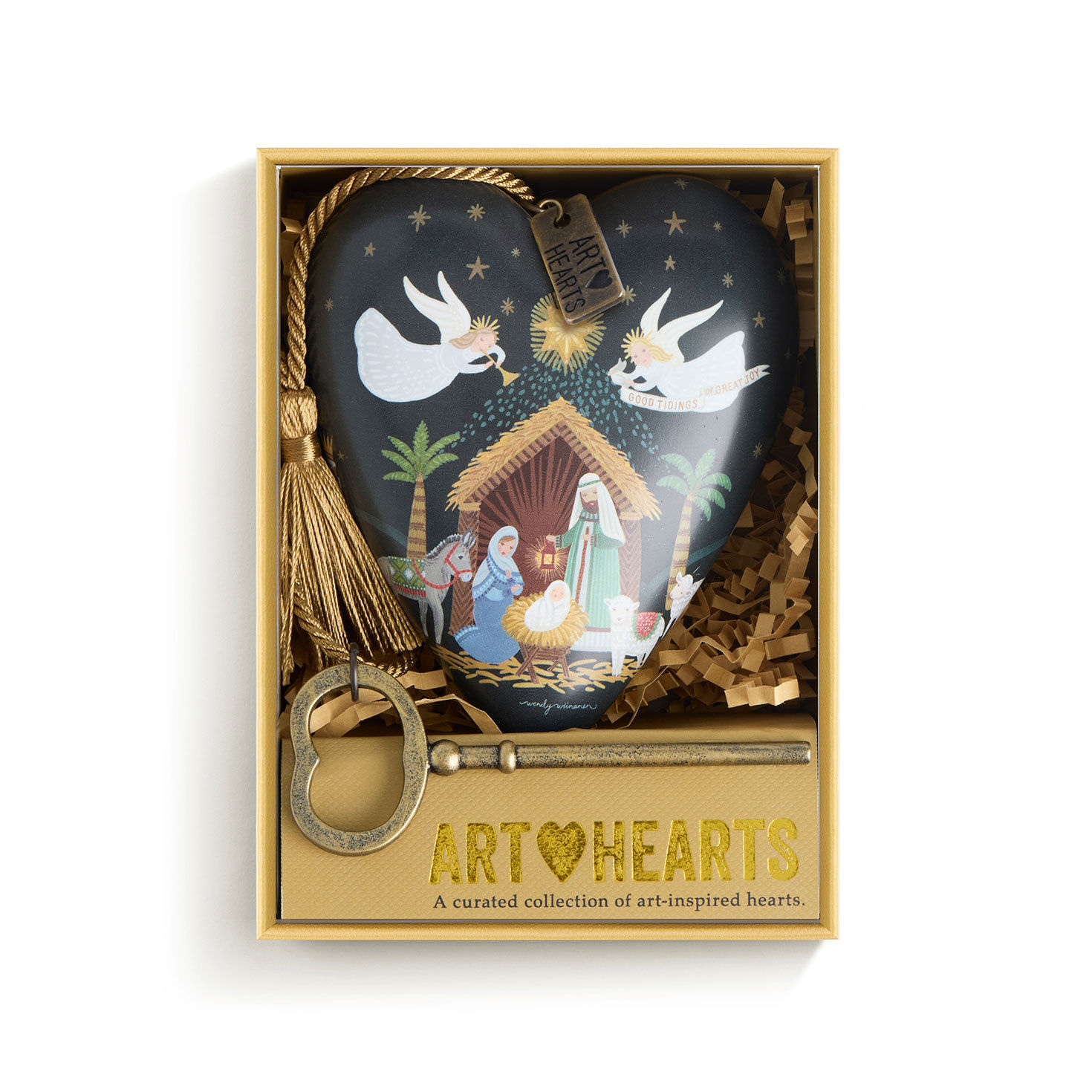 Nativity Scene Heart Sculpture With Hanging Tassel package front image number 3