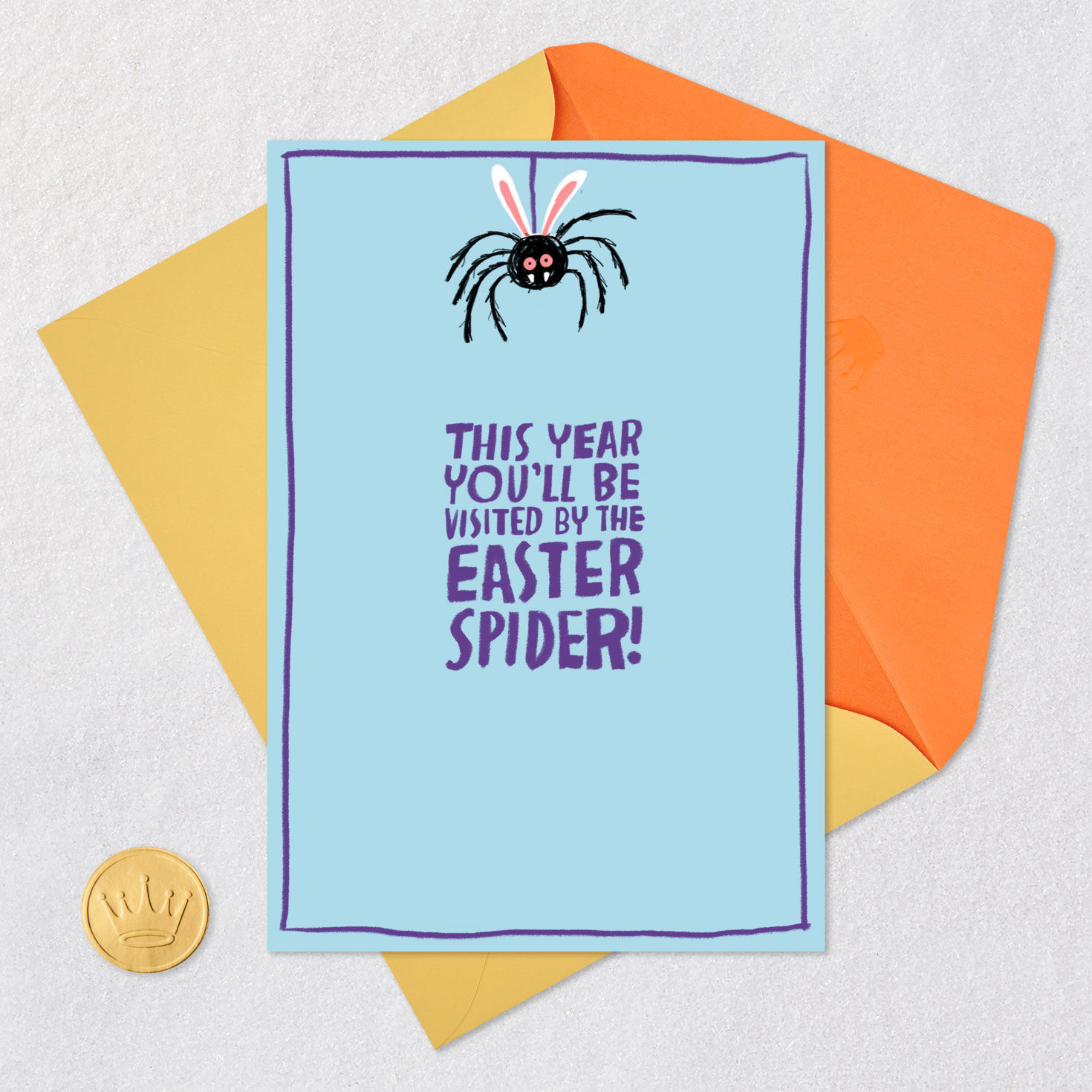 Easter Spider Funny Easter Card Card Front with Envelope and Gold Seal image number 5