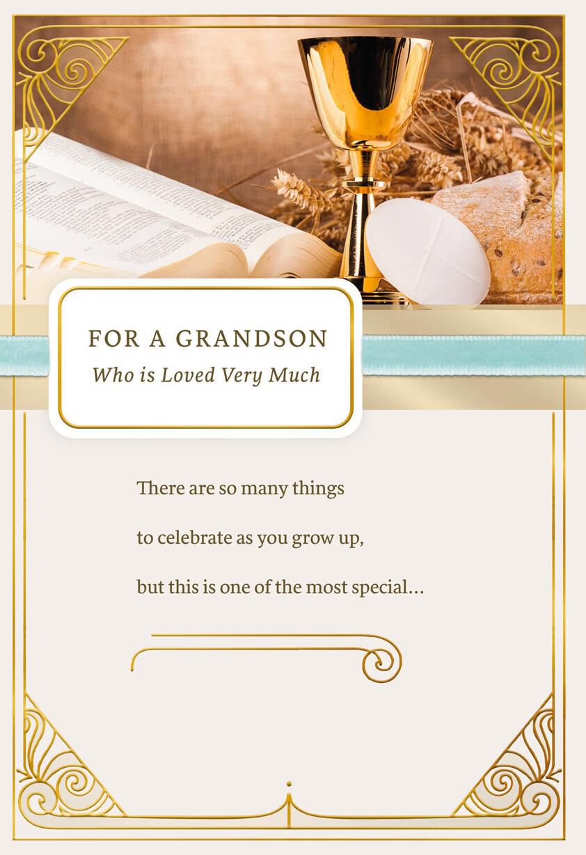 Blessings for You Religious First Communion Card for Grandson