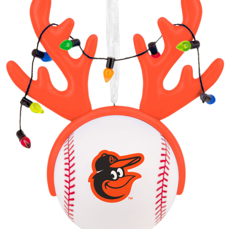 Orioles Reindeer Baseball Christmas Ornament closeup view image number 5