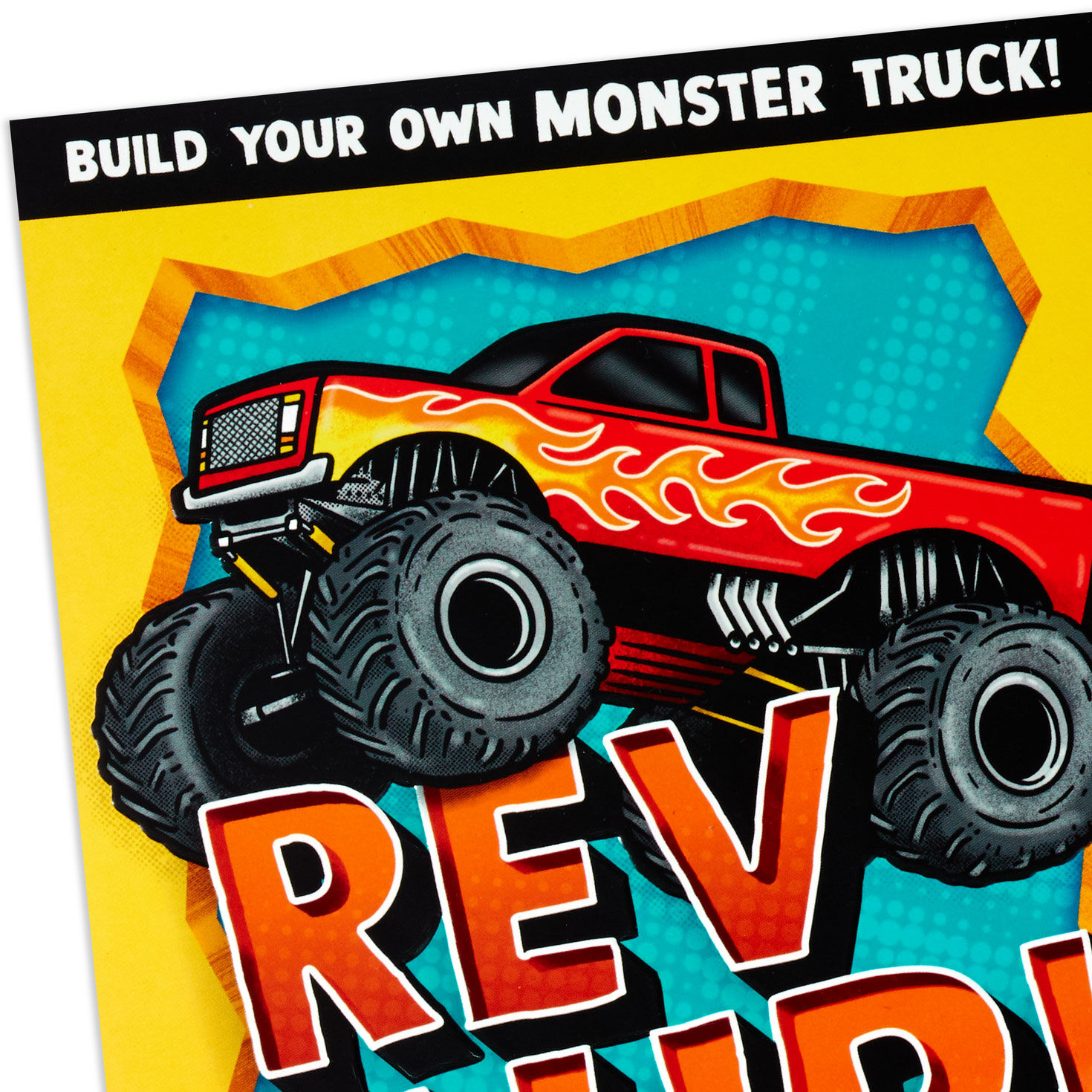 Monster Truck Kids Birthday Card With Papercraft Activity Card Front Detail image number 5