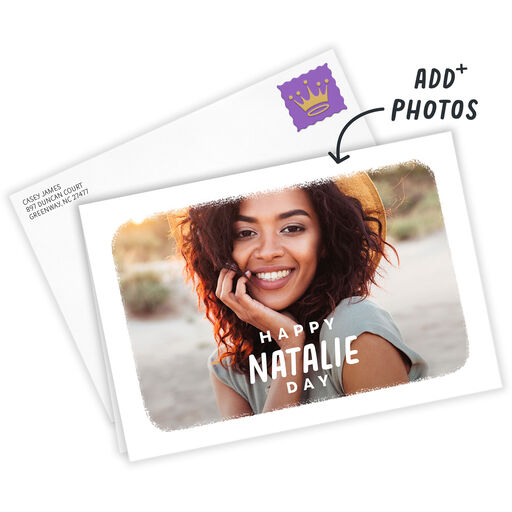 White Frame Happy Horizontal Folded Photo Card, 