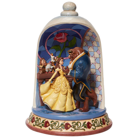 Jim Shore Disney Beauty and the Beast Rose Dome Figurine, 10.3"