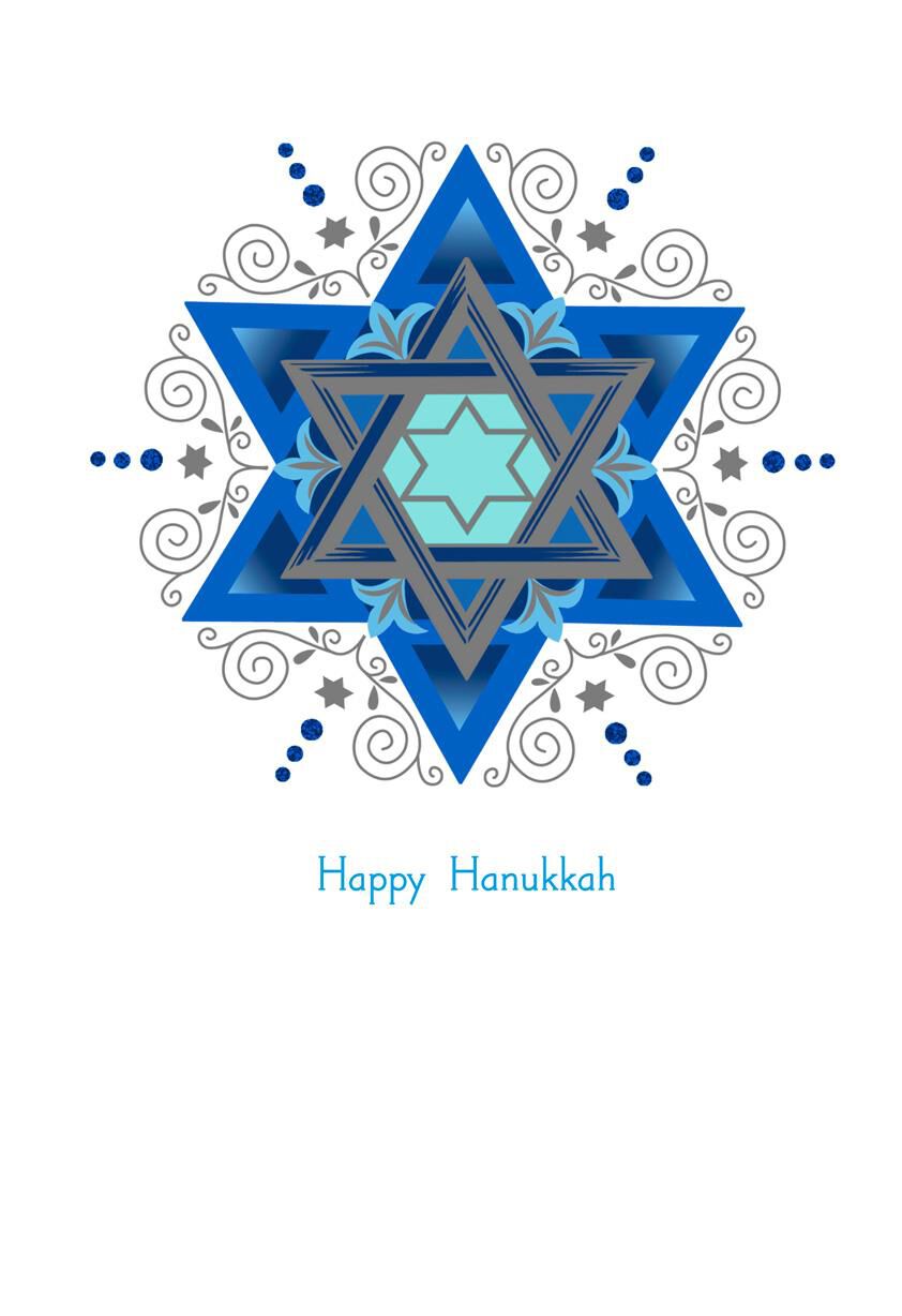 Shades of Blue Star of David Hanukkah Card