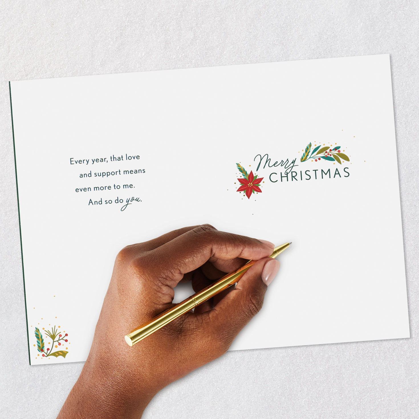 Botanical Floral Green Mom Christmas Card signing card image number 8