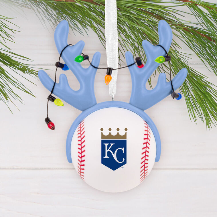 Royals Reindeer Baseball Christmas Ornament hanging on tree image number 2