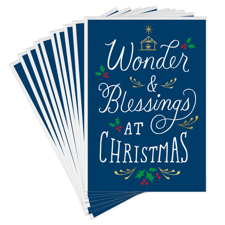 Wonder and Blessings Religious Christmas Cards, Pack of 10