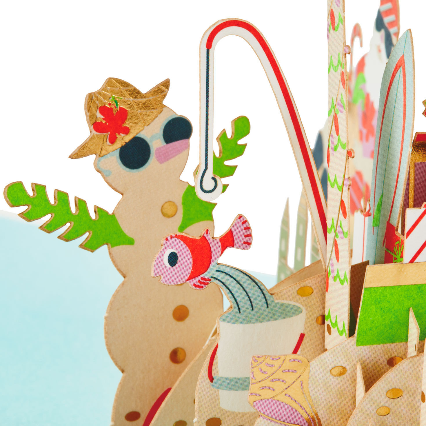 Beach Santa 3D Pop-Up Christmas Card pop up detail image number 5