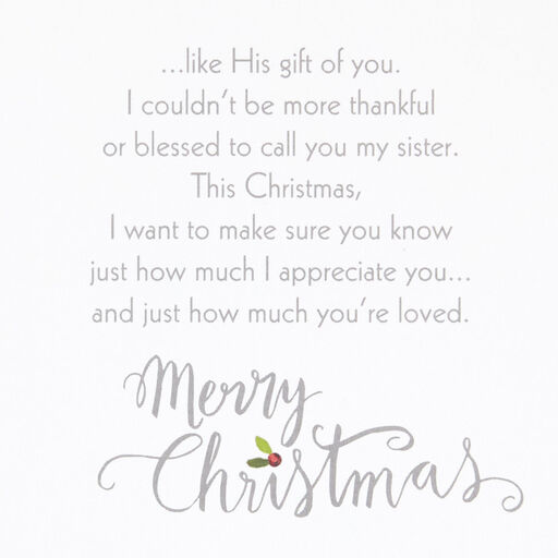 Gifts God Has Given Religious Christmas Card for Sister, 
