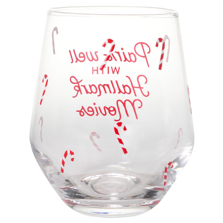 Candy Canes, Hallmark Movies Stemless Wine Glass back image number 2