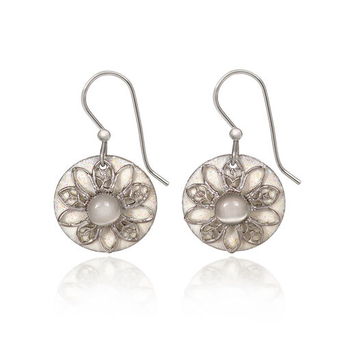 Silver Forest Silver-Tone Filigree Flower Layered Metal Drop Earrings, 