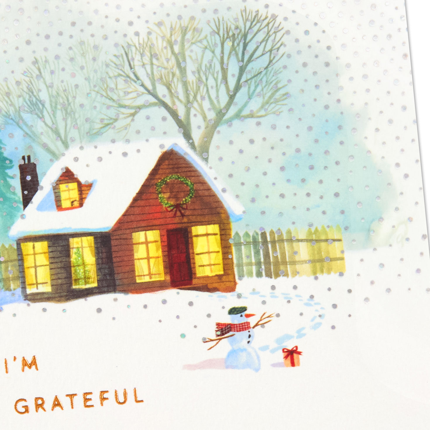Snowy Cabin Christmas Card Card Front Detail image number 6