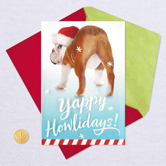 Yappy Howlidays Butt's Up Dog Funny Christmas Card, , large image number 5