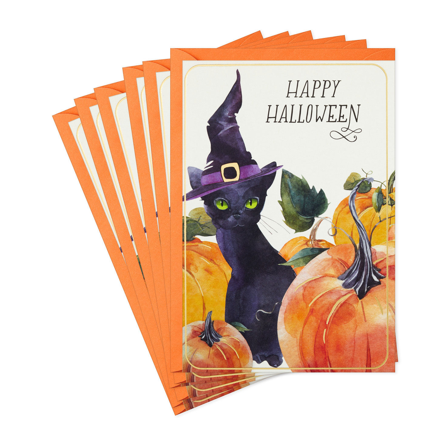 Black Cat Wickedly Wonderful Halloween Cards, Pack of 6
