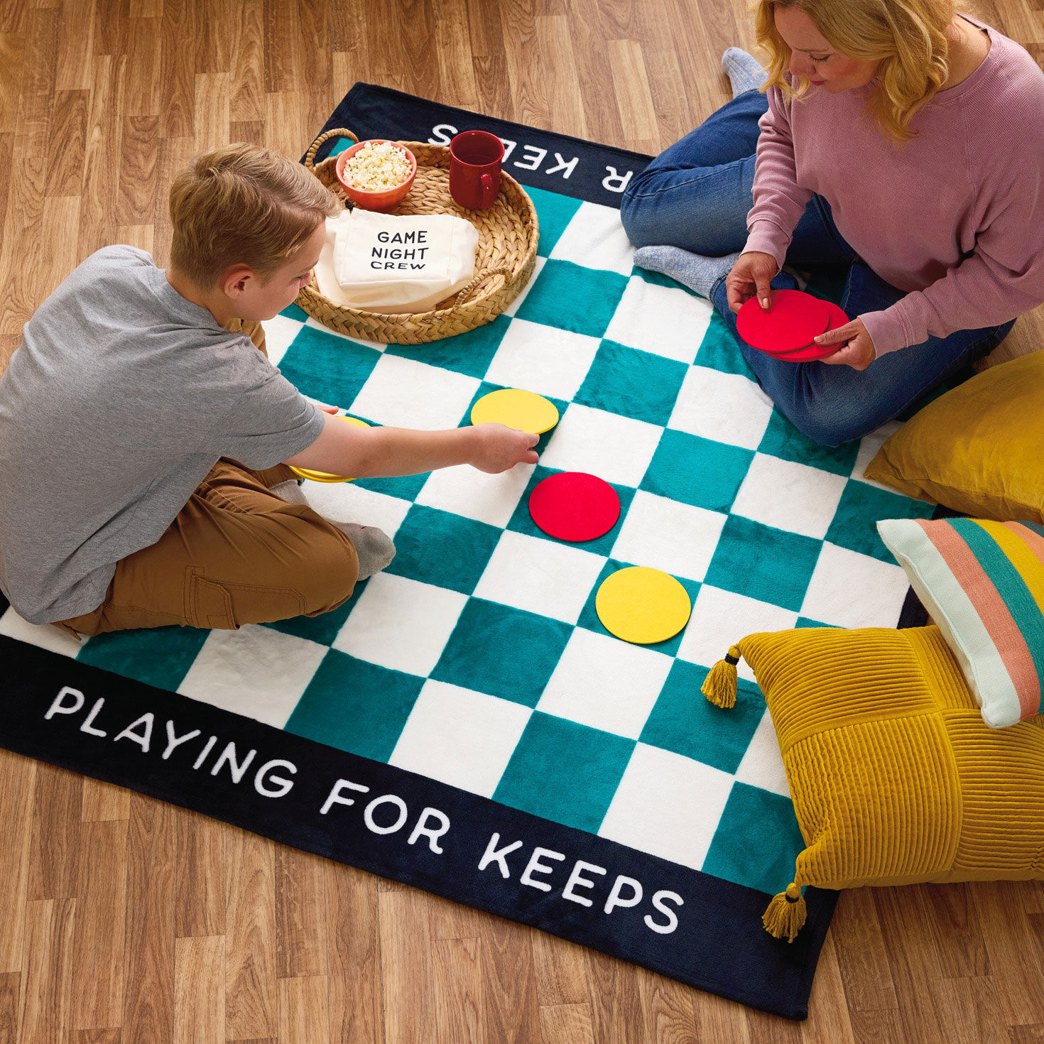 Checkerboard Blanket With Big Playing Pieces in use image number 2